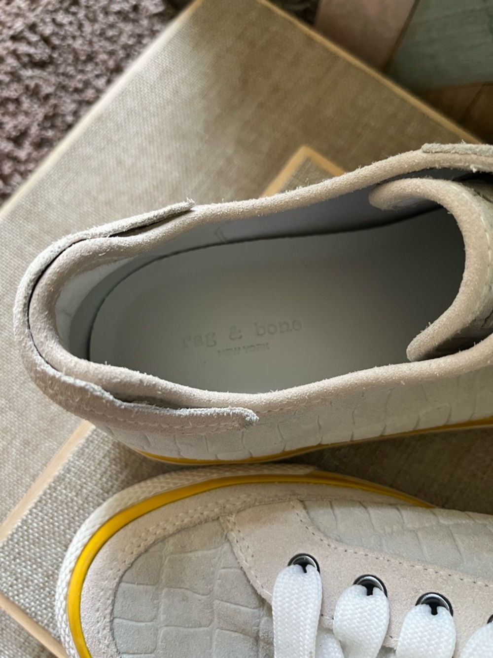 rag & bone Cream White Sneakers with Yellow Accent - Picture 2 of 9